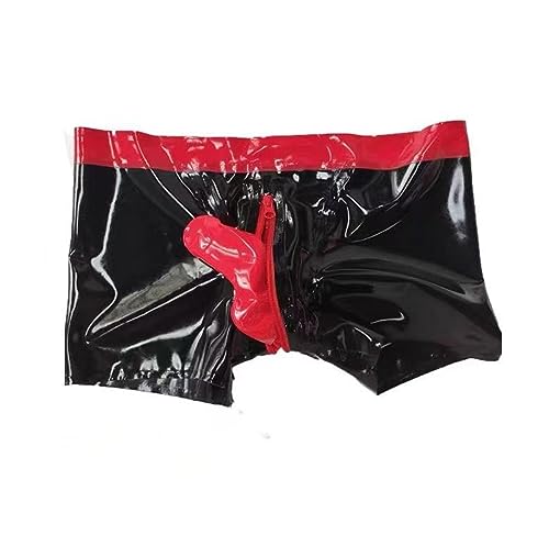 RVLAUGOAA Herren Latex Unterhosen Latex Boxer Shortes,Kurze Hosten Latex Slips Latex Höschen Latex Unterwäsche (5XL) von Rvlaugoaa