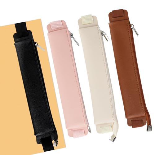 RVLZKCPG 4 Stück Notizbuch Stifthalter Stifteetui PU Leder Federmappe Klein mit Gummiband Federmäppchen Tragbar Mäppchen Stiftschlaufe Stiftetui für Tagebuch Planer Bleistift Einen Füller Linesal von RVLZKCPG