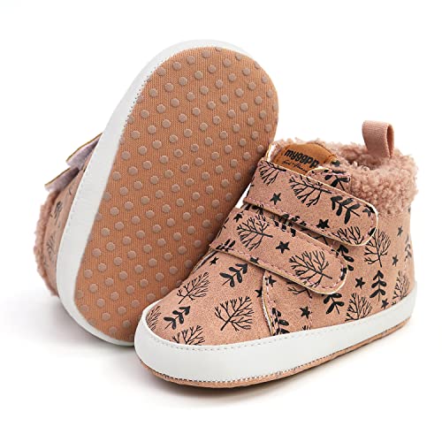 RVROVIC Baby Jungen Mädchen Anti-Rutsch-Sneakers Soft Ankle Stiefel Kleinkind erste Wanderer Neugeborenen Krippe Schuhe (0-6 Monate, 1-Blattbraun) von RVROVIC