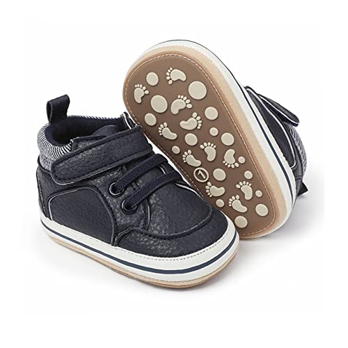 RVROVIC Baby Jungen Mädchen Anti-Rutsch-Sneakers Soft Ankle Stiefel Kleinkind erste Wanderer Neugeborenen Krippe Schuhe (0-6 Monate, 1-Dunkel Blau) von RVROVIC