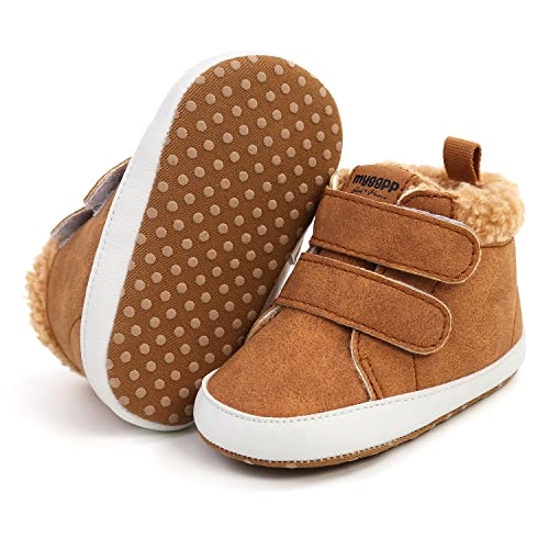 RVROVIC Baby Jungen Mädchen Anti-Rutsch-Sneakers Soft Ankle Stiefel Kleinkind erste Wanderer Neugeborenen Krippe Schuhe (12-18 Monate, 1-Braun) von RVROVIC