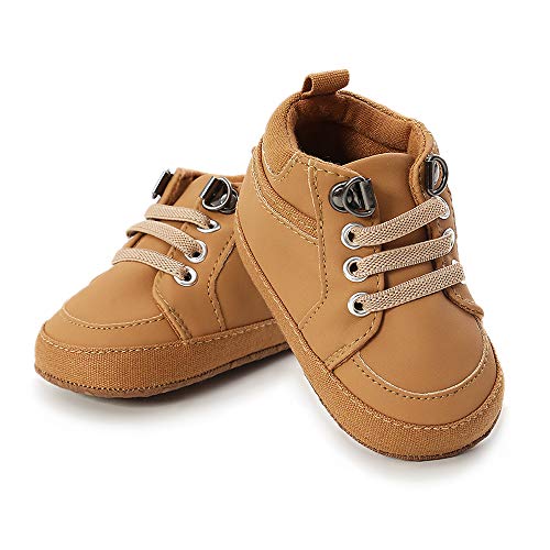 RVROVIC Baby Jungen Mädchen Anti-Rutsch-Sneakers Soft Ankle Stiefel Kleinkind erste Wanderer Neugeborenen Krippe Schuhe (12-18 Monate, 1-Khaki) von RVROVIC