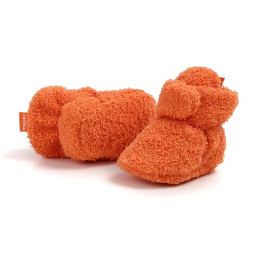 RVROVIC Baby Jungen Mädchen Kuschelige Fleece-Schuhe mit rutschfester Unterseite, Warme Wintersocken(A-Orange, 6-12 Monate) von RVROVIC