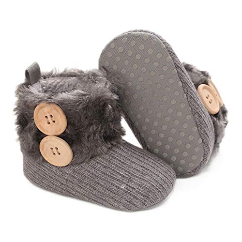 RVROVIC Baby Jungen Mädchen Plüsch Winter Schneestiefel Bowknot Anti Rutsch Warmes Fleece Kleinkind Stiefel Kleinkind Vorläufer (0-6 Monate Kleinkind, 2-grau) von RVROVIC