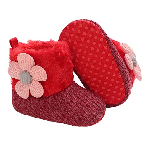 RVROVIC Baby Jungen Mädchen Plüsch Winter Schneestiefel Bowknot Anti Rutsch Warmes Fleece Kleinkind Stiefel Kleinkind Vorläufer (0-6 Monate Kleinkind, 2-rot) von RVROVIC