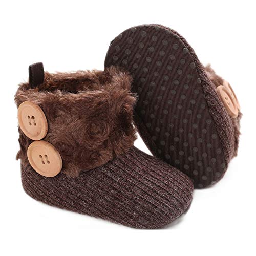 RVROVIC Baby Jungen Mädchen Plüsch Winter Schneestiefel Bowknot Anti-Rutsch Warmes Fleece Kleinkind Stiefel Vorläufer (12-18 Monate, 2-Braun) von RVROVIC