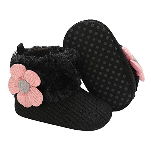 RVROVIC Baby Jungen Mädchen Plüsch Winter Schneestiefel Bowknot Anti Rutsch Warmes Fleece Kleinkind Stiefel Kleinkind Vorläufer (6-12 Monate Kleinkind, 2-schwarz) von RVROVIC