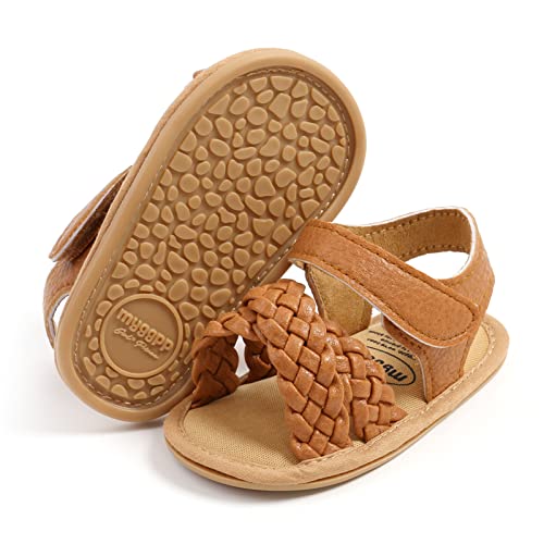 RVROVIC Baby Jungen Mädchen Sandalen Premium Weiche Anti-Rutsch Gummisohle Säugling Sommer Outdoor Schuhe Kleinkind Erste Walker,5-Braun, 0-6 Monate von RVROVIC