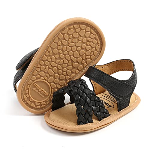 RVROVIC Baby Jungen Mädchen Sandalen Premium Weiche Anti-Rutsch Gummisohle Säugling Sommer Outdoor Schuhe Kleinkind Erste Walker,5-Schwarz, 12-18 Monate von RVROVIC