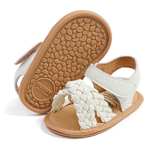 RVROVIC Baby Jungen Mädchen Sandalen Premium Weiche Anti-Rutsch Gummisohle Säugling Sommer Outdoor Schuhe Kleinkind Erste Walker,5-Weiß, 0-6 Monate von RVROVIC