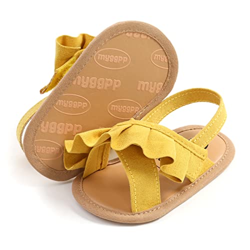 RVROVIC Baby Jungen Mädchen Sandalen Premium Weiche Anti-Rutsch Gummisohle Säugling Sommer Outdoor Schuhe Kleinkind Erste Walker,6-Gelb, 0-6 Monate von RVROVIC