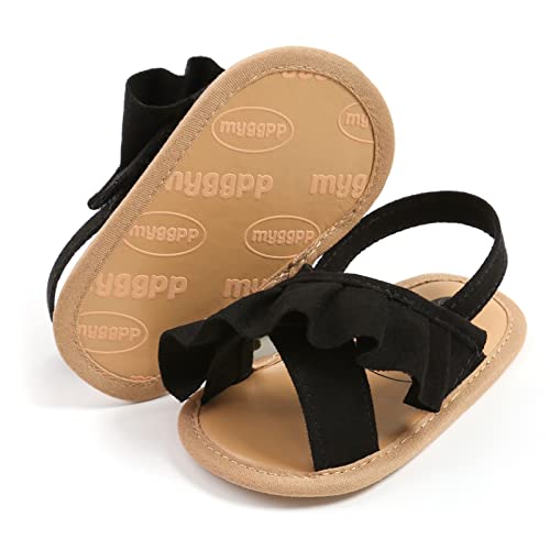 RVROVIC Baby Jungen Mädchen Sandalen Premium Weiche Anti-Rutsch Gummisohle Säugling Sommer Outdoor Schuhe Kleinkind Erste Walker,6-Schwarz, 12-18 Monate von RVROVIC