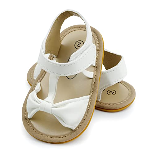 RVROVIC Baby Jungen Mädchen Sandalen Premium Weiche Anti-Rutsch Gummisohle Säugling Sommer Outdoor Schuhe Kleinkind Erste Walker,7-Weiß, 0-6 Monate von RVROVIC