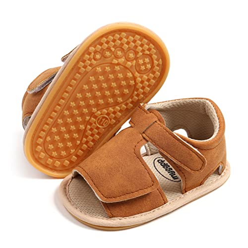 RVROVIC Baby Jungen Mädchen Sandalen Premium Weiche Anti-Rutsch Gummisohle Säugling Sommer Outdoor Schuhe Kleinkind Erste Walker,8-Braun, 0-6 Monate von RVROVIC