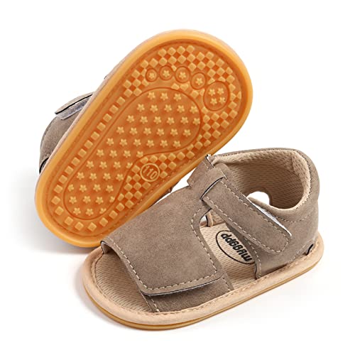 RVROVIC Baby Jungen Mädchen Sandalen Premium Weiche Anti-Rutsch Gummisohle Säugling Sommer Outdoor Schuhe Kleinkind Erste Walker,8-Leichter Kaffee, 0-6 Monate von RVROVIC