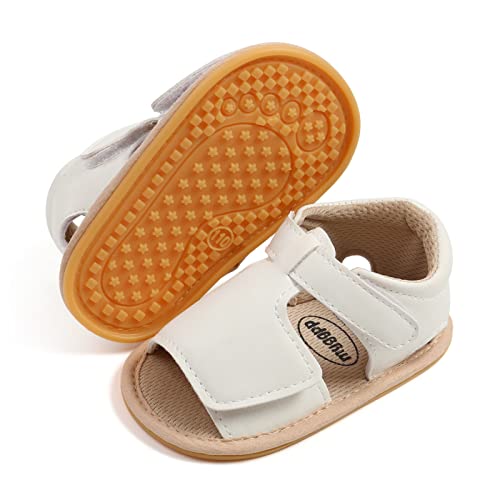 RVROVIC Baby Jungen Mädchen Sandalen Premium Weiche Anti-Rutsch Gummisohle Säugling Sommer Outdoor Schuhe Kleinkind Erste Walker,8-Weiß, 0-6 Monate von RVROVIC