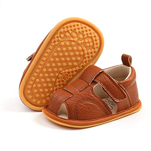 RVROVIC Baby Jungen Mädchen Sandalen Weiche Sohle Sommer Säugling Krippe Schuhe Leicht Kleinkind Prewalker Outdoor Walking Schuhe, 2-Braun, 6-12 Monate von RVROVIC