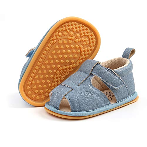 RVROVIC Baby Jungen Mädchen Sandalen Weiche Sohle Sommer Säugling Krippe Schuhe Leicht Kleinkind Prewalker Outdoor Walking Schuhe, 2-Denimblau, 12-18 Monate von RVROVIC