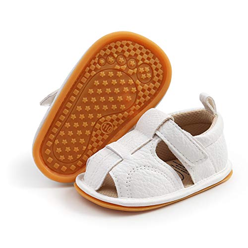 RVROVIC Baby Jungen Mädchen Sandalen Weiche Sohle Sommer Säugling Krippe Schuhe Leicht Kleinkind Prewalker Outdoor Walking Schuhe, 2-Weiß, 6-12 Monate von RVROVIC