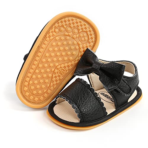 RVROVIC Baby Jungen Mädchen Sandalen Weiche Sohle Sommer Schuhe Leicht Bowknoten Kleinkind Outdoor Walking Schuhe(0-6 Monate,1-Schwarz) von RVROVIC
