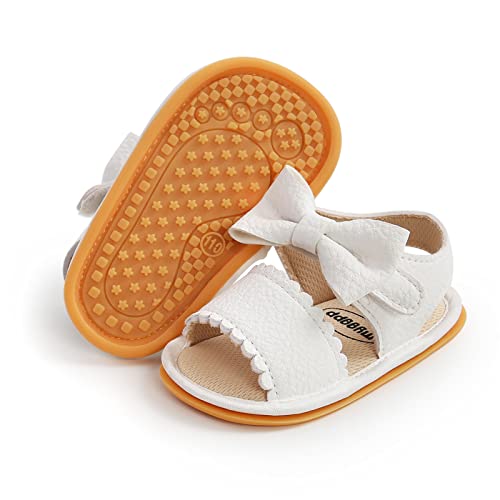RVROVIC Baby Jungen Mädchen Sandalen Weiche Sohle Sommer Schuhe Leicht Bowknoten Kleinkind Outdoor Walking Schuhe(0-6 Monate,1-Weiß) von RVROVIC