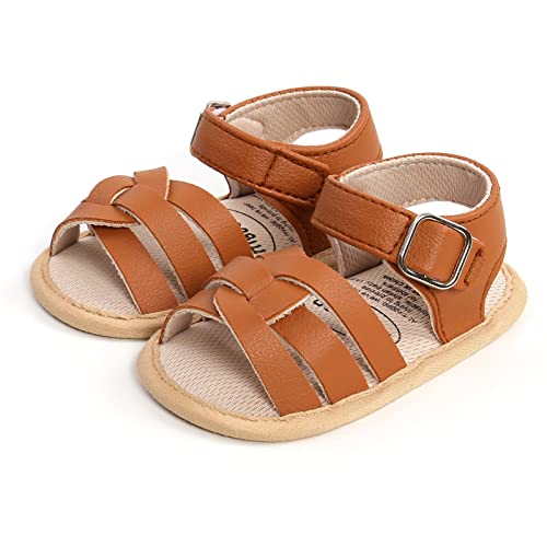 RVROVIC Baby Jungen Mädchen Sandalen Weiche Sohle Sommer Schuhe Leicht Klassisch Kleinkind Outdoor Walking Schuhe(0-6 Monate,2-Braun) von RVROVIC