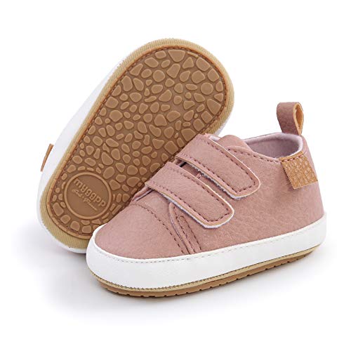 RVROVIC Baby Jungen Mädchen Sneaker Anti-Rutsch Oxford Loafer Flats Säugling Kleinkind PU Leder Weiche Sohle Baby Schuhe(0-6 Monate,3-Rosa) von RVROVIC