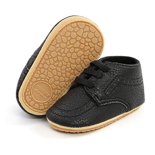 RVROVIC Baby Jungen Mädchen Sneaker Anti-Rutsch Oxford Loafer Flats Säugling Kleinkind PU Leder Weiche Sohle Baby Schuhe(12-18 Monate,5-Schwarz) von RVROVIC