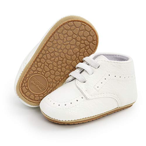 RVROVIC Baby Jungen Mädchen Sneaker Anti-Rutsch Oxford Loafer Flats Säugling Kleinkind PU Leder Weiche Sohle Baby Schuhe(12-18 Monate,5-Weiß) von RVROVIC