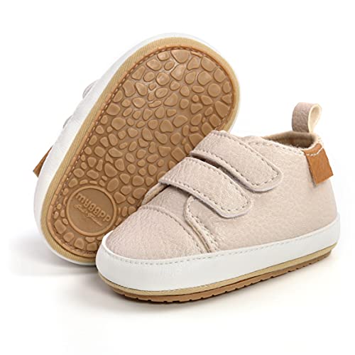 RVROVIC Baby Jungen Mädchen Sneaker Anti-Rutsch Oxford Loafer Flats Säugling Kleinkind PU Leder Weiche Sohle Baby Schuhe(6-12 Monate,3-Aprikose) von RVROVIC