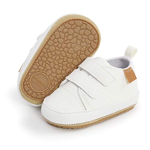 RVROVIC Baby Jungen Mädchen Sneaker Anti-Rutsch Oxford Loafer Flats Säugling Kleinkind PU Leder Weiche Sohle Baby Schuhe(6-12 Monate,3-Weiß) von RVROVIC