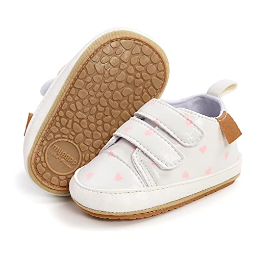 RVROVIC Baby Jungen Mädchen Sneaker Anti-Rutsch Oxford Loafer Flats Säugling Kleinkind PU Leder Weiche Sohle Baby Schuhe(6-12 Monate,3-Weißes Herz) von RVROVIC