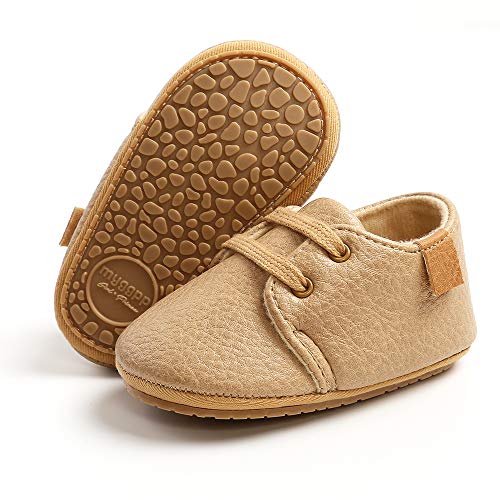 RVROVIC Baby Jungen Mädchen Sneaker Anti-Rutsch Oxford Loafer Flats Säugling Kleinkind PU Leder Weiche Sohle Baby Schuhe,Khaki - 1 Khaki - Größe: 6-12 Monate von RVROVIC