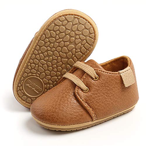 RVROVIC Baby Jungen Mädchen Sneaker Anti-Rutsch Oxford Loafer Flats Säugling Kleinkind PU Leder Weiche Sohle Baby Schuhe, Braun - 1 braun - Größe: 0-6 Monate von RVROVIC