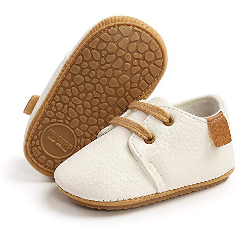 RVROVIC Baby Jungen Mädchen Sneaker Anti-Rutsch Oxford Loafer Flats Säugling Kleinkind PU Leder Weiche Sohle Baby Schuhe, Weiß - 1 Weiß - Größe: 12-18 Monate von RVROVIC