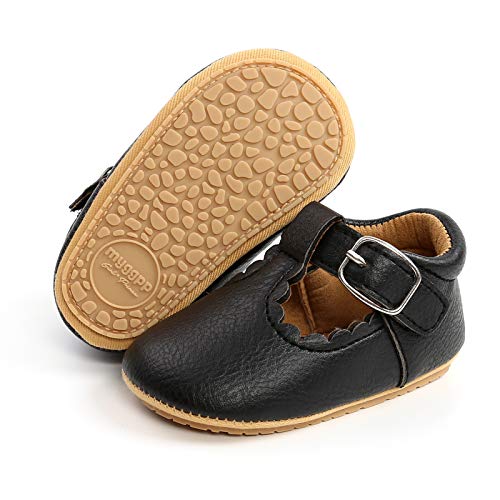 RVROVIC Baby Mädchen Mokassins Prinzessin Mary Jane Flache Kleider Schuhe Premium Leichte Weiche Sohle Krippe Schuhe Kleinkind Schuhe, Schwarz - A1 Schwarz - Größe: 6-12 Monate von RVROVIC