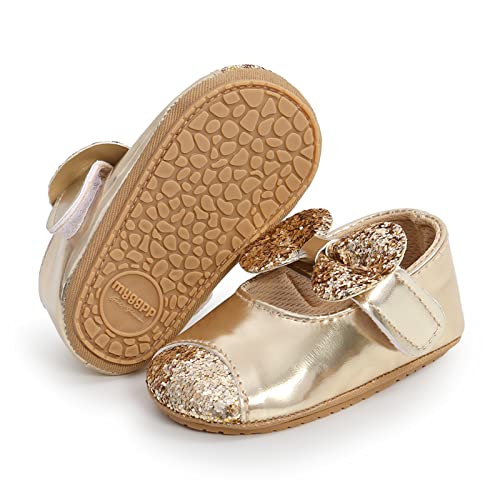 RVROVIC Baby Mädchen Mokassins Säugling Prinzessin Glitzern Premium Leichte weiche Sohle Prewalker Kleinkind Mädchen Schuhe(0-6 Monate,1-Gold) von RVROVIC