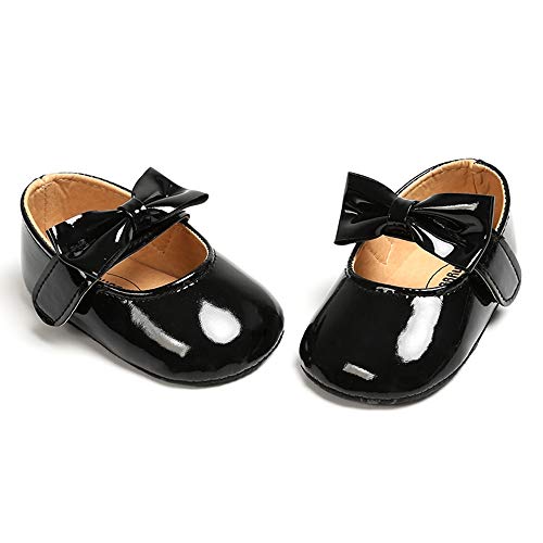 RVROVIC Baby Mädchen Mokassins Säugling Prinzessin Glitzern Premium Leichte weiche Sohle Prewalker Kleinkind Mädchen Schuhe(0-6 Monate,2-Schwarz) von RVROVIC