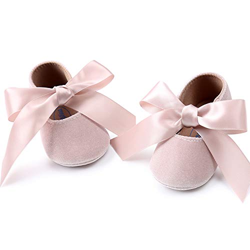 RVROVIC Baby Mädchen Mokassins Säugling Prinzessin Glitzern Premium Leichte weiche Sohle Prewalker Kleinkind Mädchen Schuhe(0-6 Monate,5-Beige) von RVROVIC