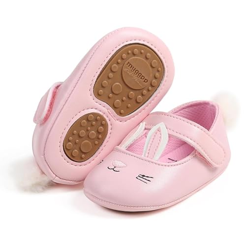 RVROVIC Baby Mädchen Mokassins Säugling Prinzessin Glitzern Premium Leichte weiche Sohle Prewalker Kleinkind Mädchen Schuhe(0-6 Monate,8-Rabbit Rosa) von RVROVIC