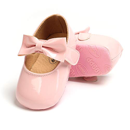 RVROVIC Baby Mädchen Mokassins Säugling Prinzessin Glitzern Premium Leichte weiche Sohle Prewalker Kleinkind Mädchen Schuhe(12-18 Monate,2-Rosa) von RVROVIC