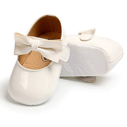 RVROVIC Baby Mädchen Mokassins Säugling Prinzessin Glitzern Premium Leichte weiche Sohle Prewalker Kleinkind Mädchen Schuhe(12-18 Monate,2-Weiß) von RVROVIC