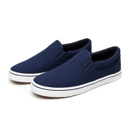 RVROVIC Damen Canvas Slip-On Sneakers Weiche Wanderschuhe Flache Loafer mit Gummisohle（1-Dunkel Blau,38.5 EU von RVROVIC