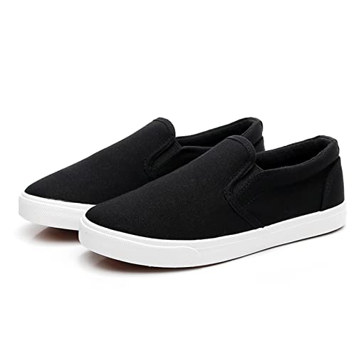 RVROVIC Damen Canvas Slip-On Sneakers Weiche Wanderschuhe Flache Loafer mit Gummisohle（Schwarz,39 EU von RVROVIC