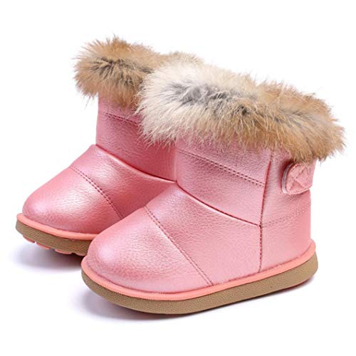 RVROVIC Kinder Baby Booties Jungen Mädchen Plüsch Warm Winter Schuhe Wandern Schneestiefel Kleinkind(1-Rosa) von RVROVIC