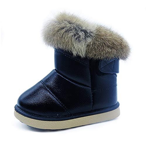 RVROVIC Kinder Baby Booties Jungen Mädchen Plüsch Warm Winter Schuhe Wandern Schneestiefel Kleinkind(1-Schwarz) von RVROVIC