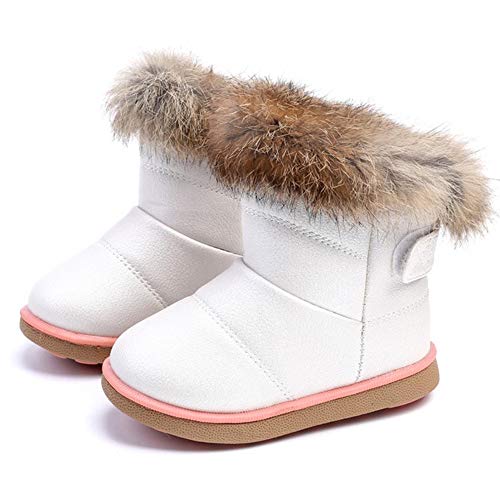 RVROVIC Kinder Baby Booties Jungen Mädchen Plüsch Warm Winter Schuhe Wandern Schneestiefel Kleinkind(1-Weiß) von RVROVIC