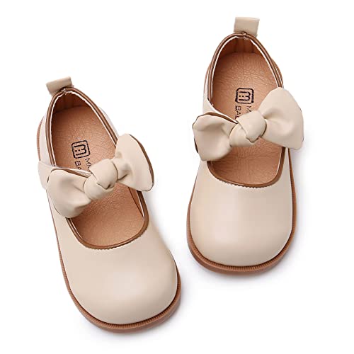 RVROVIC Kleine Mädchen Mary Jane Flats Gracy Ballett Prinzessin Kleinkind Kleid Schuhe Schule Geburtstag Party(1-Beige,23 EU) von RVROVIC