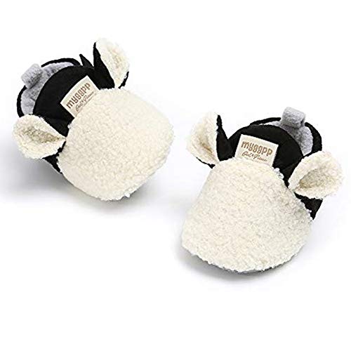 RVROVIC Baby Jungen Mädchen Kuschelige Fleece-Stiefel mit rutschfestem Boden Warme Wintersocken Hausschuhe(1-Weiß,6-12 Monate) von RVROVIC