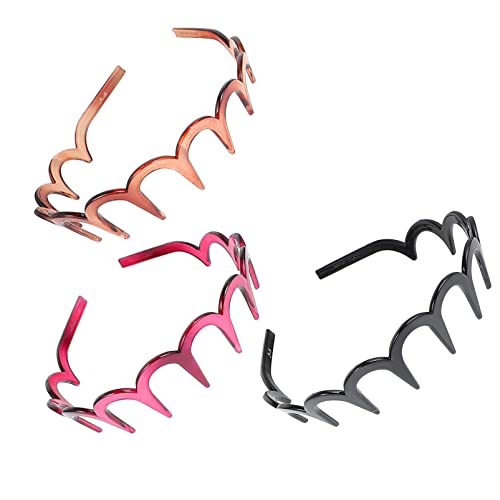 Zigzag Resin Shark Tooth Headbands: 3pcs Comb Hair Hoop U Shaped Hairbands Fashion U Toothed Headband Elastic Hair Accessories for Women Girls von RVUEM